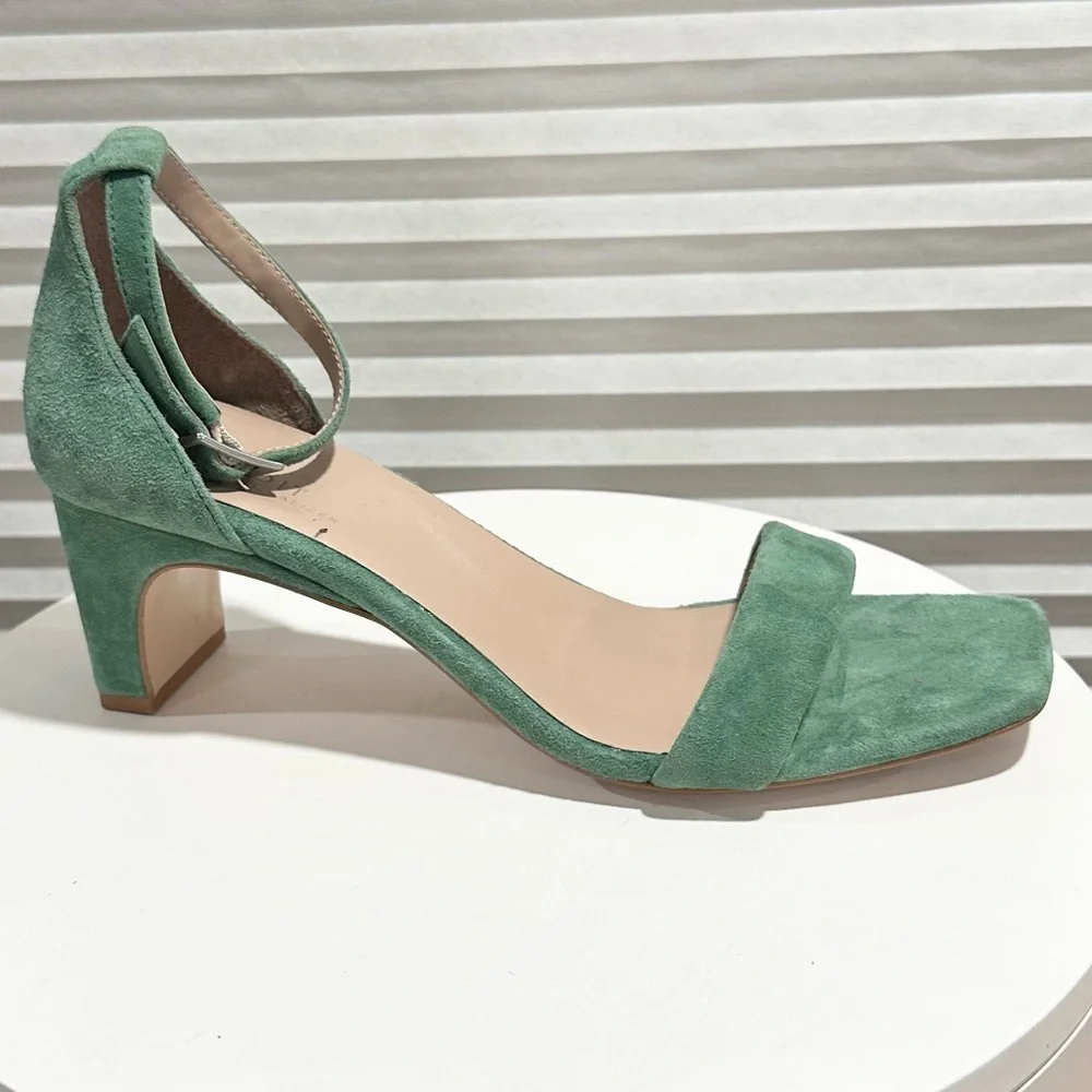 🌸27 EDIT NATURALIZER 🌸 Iriss Emerald Suede Ankle Strap Block Heels Size: 8 - Picture 5 of 11